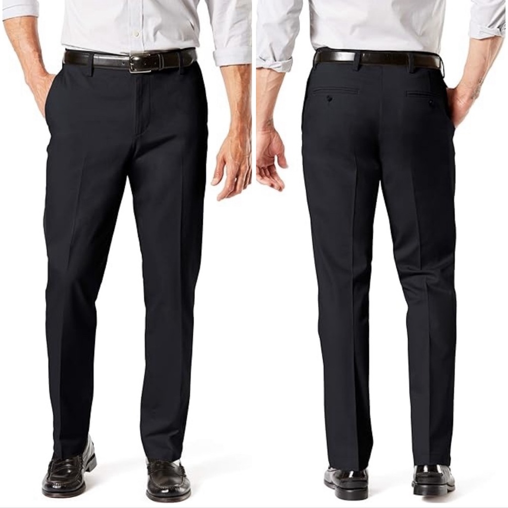 Dockers NWT! Black Signature Khaki Flat Front Straight Fit Pant Size 38